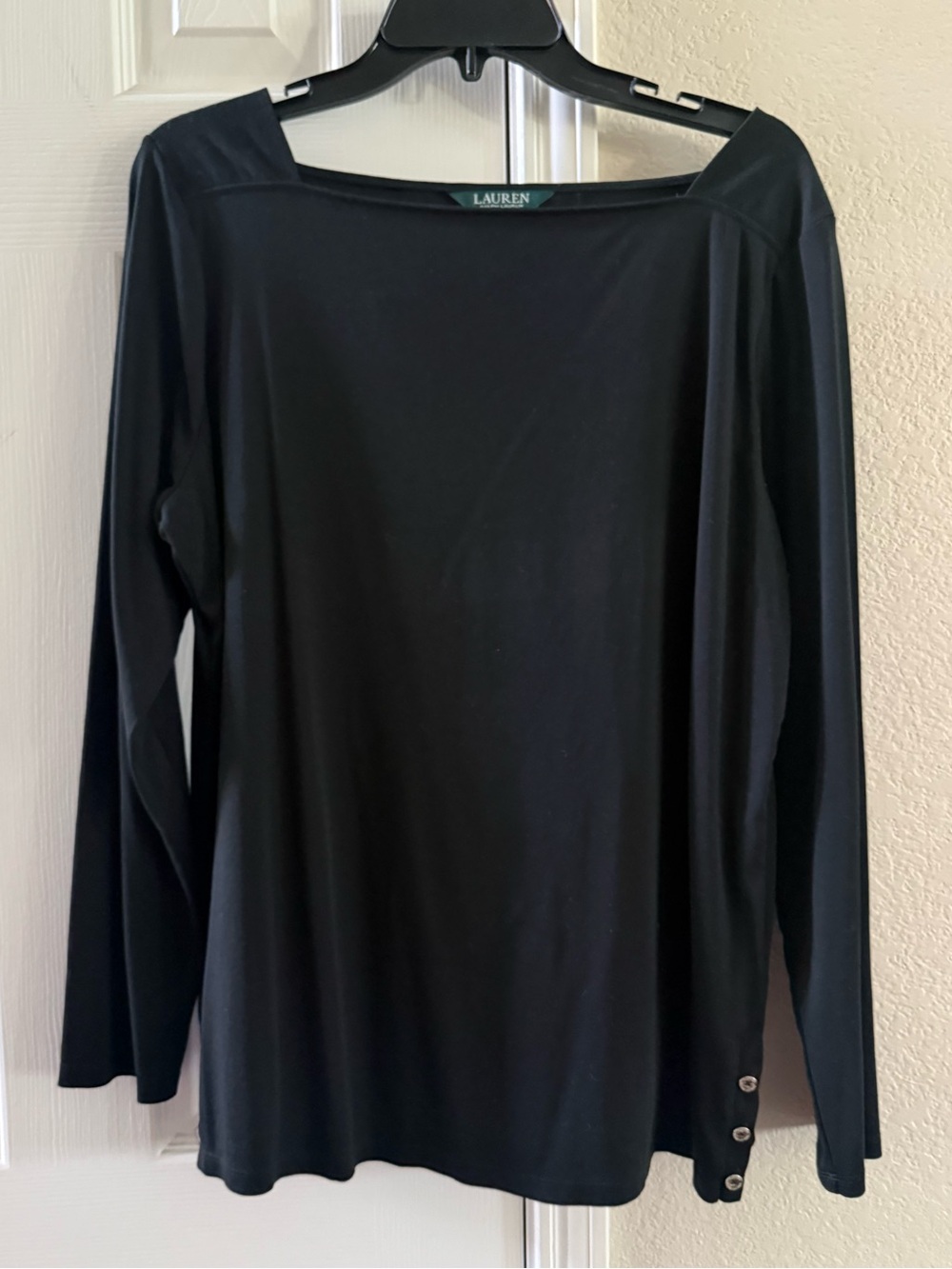 Ralph Lauren Black Long-Sleeve Boatneck Top